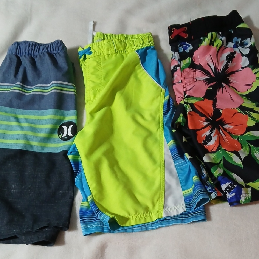 Cat & Jack Boys Swim Shorts Set - Blue, Lime, Black Floral